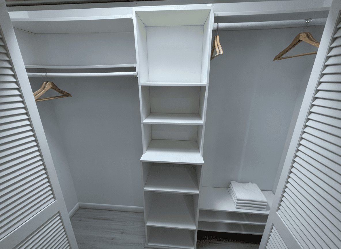 Custom Closet Organizer System with Shelving & Hanging Space