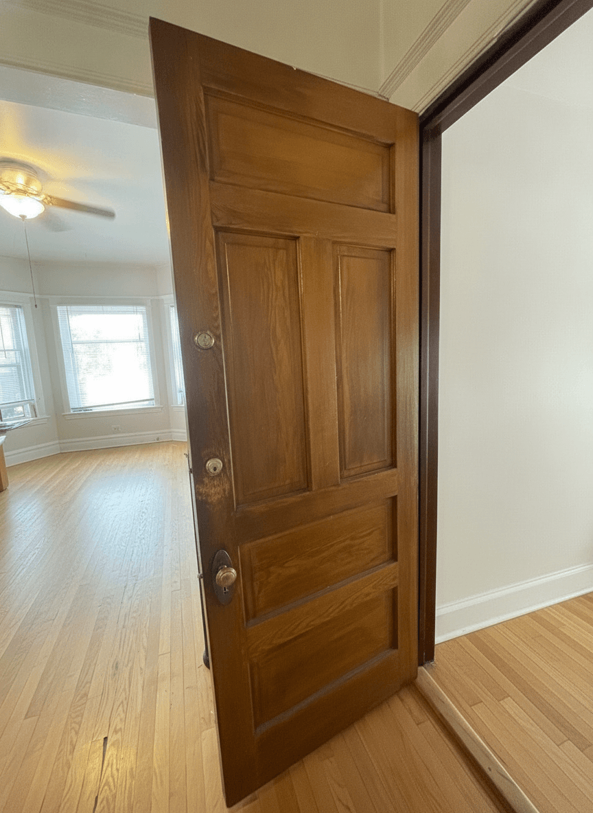 Vintage Five-Panel Interior Oak Door c. 1906 #5