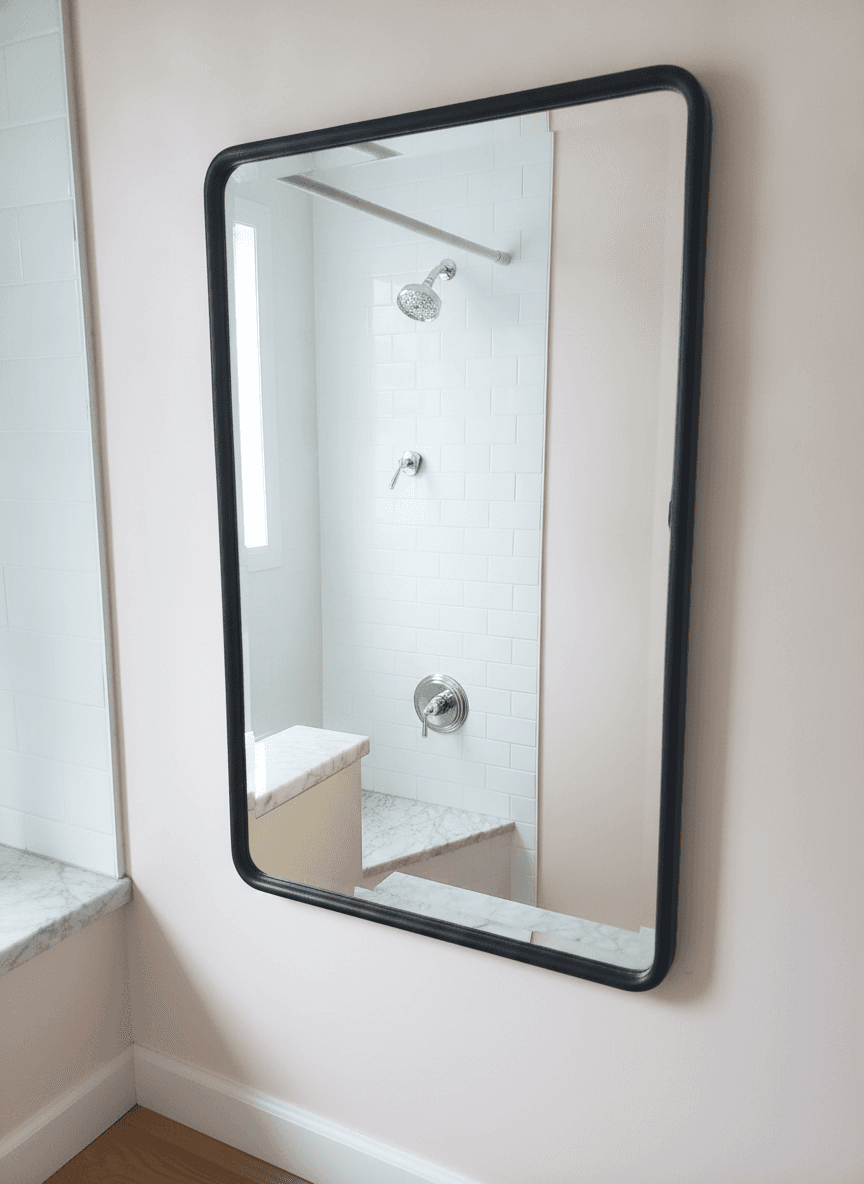 Black Rounded Rectangle Mirrored Medicine Cabinet, 17 x 27 in