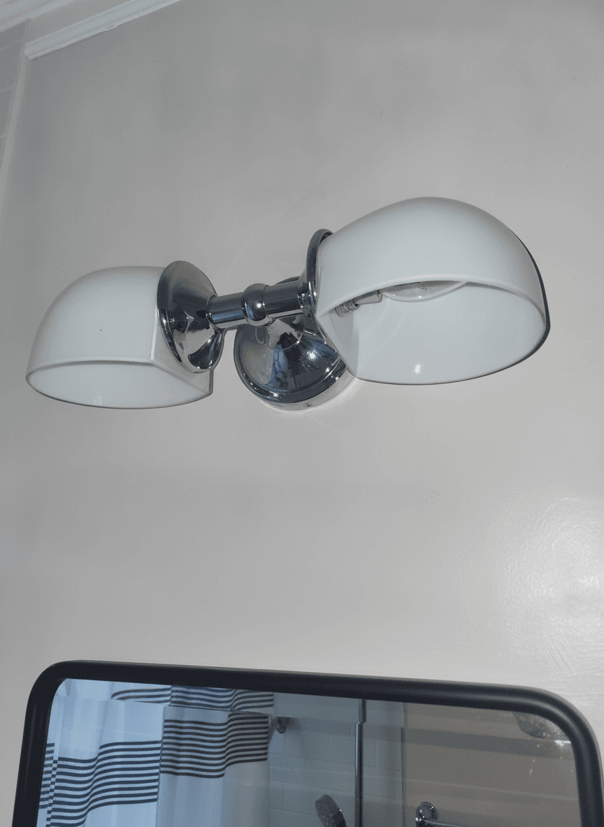 Pottery Barn Mercer Double Horizontal Sconce 16" Chrome Milk Glass