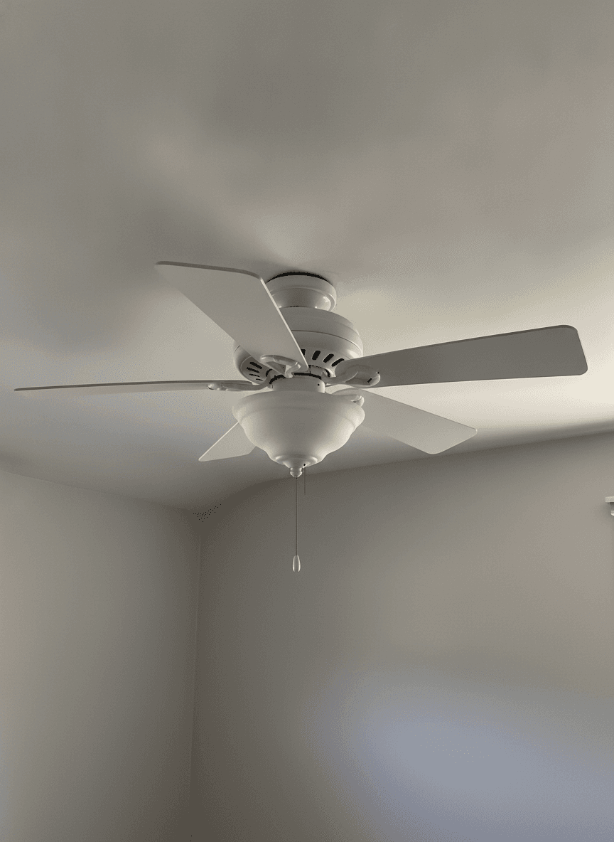 White 5-Blade Ceiling Fan with Light Kit, ~52 in, Pull-Chain