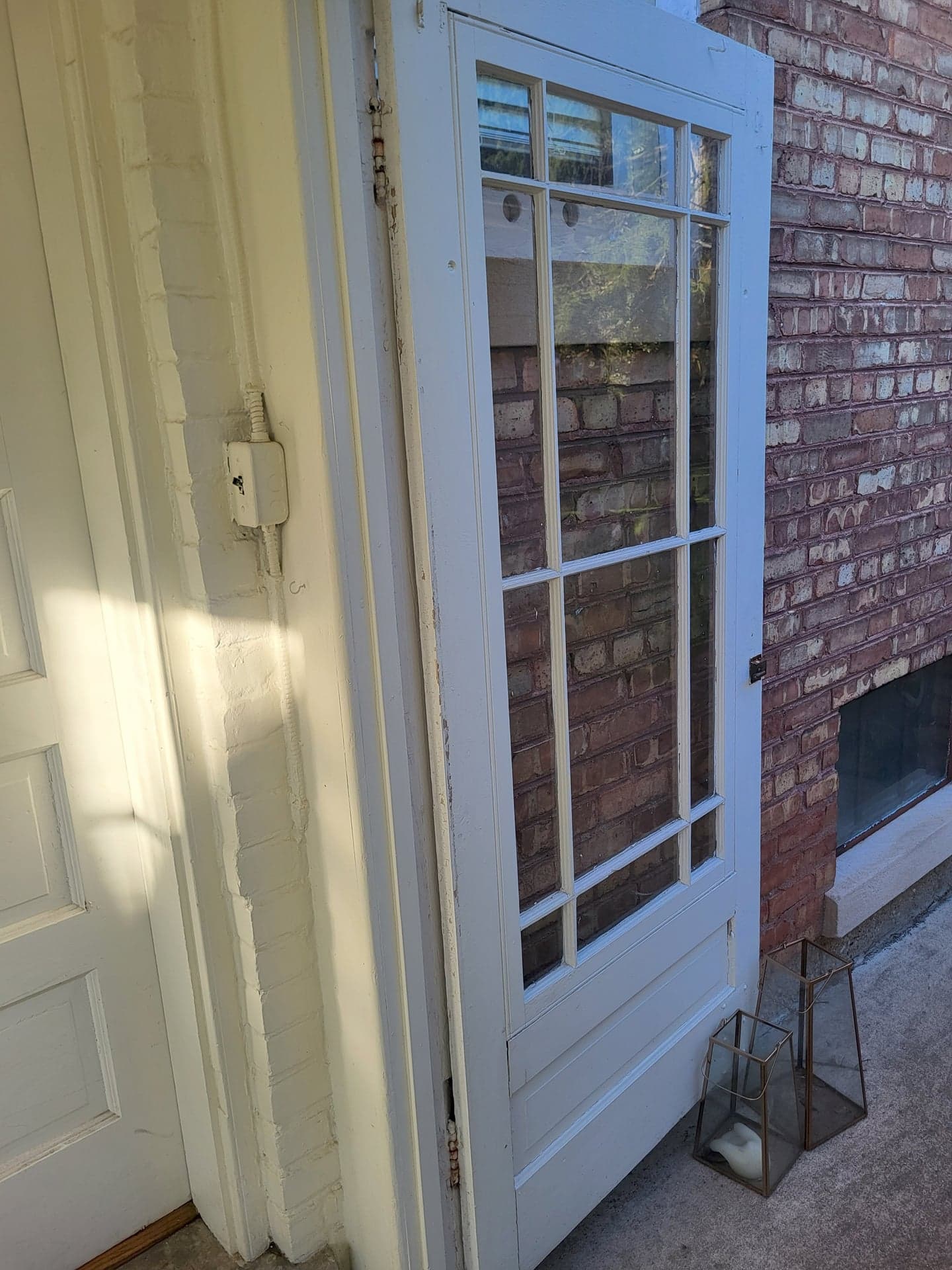 Vintage 12-Lite French Door, 36 x 80, White Painted Wood